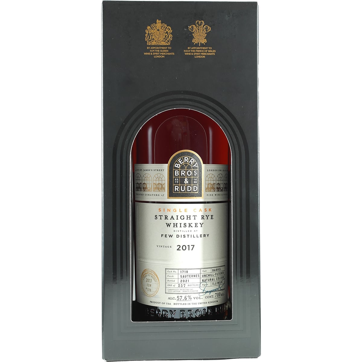 Berry Bros & Rudd FEW Streight Rye Whiskey Sauterns Single Cask #1718 2017