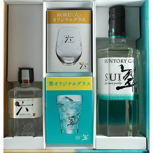 Coffret cadeau Suntory Gin Sui et Suntory Roku Gin + 2 verres