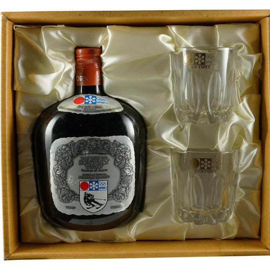 Suntory Old Whisky Sapporo 1972 Olympic Winter Games Set Bottle + 2 Glasses 
