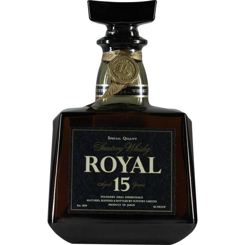 Suntory Royal Whisky 15 Jahre Blaues Label mit weißer Schrift